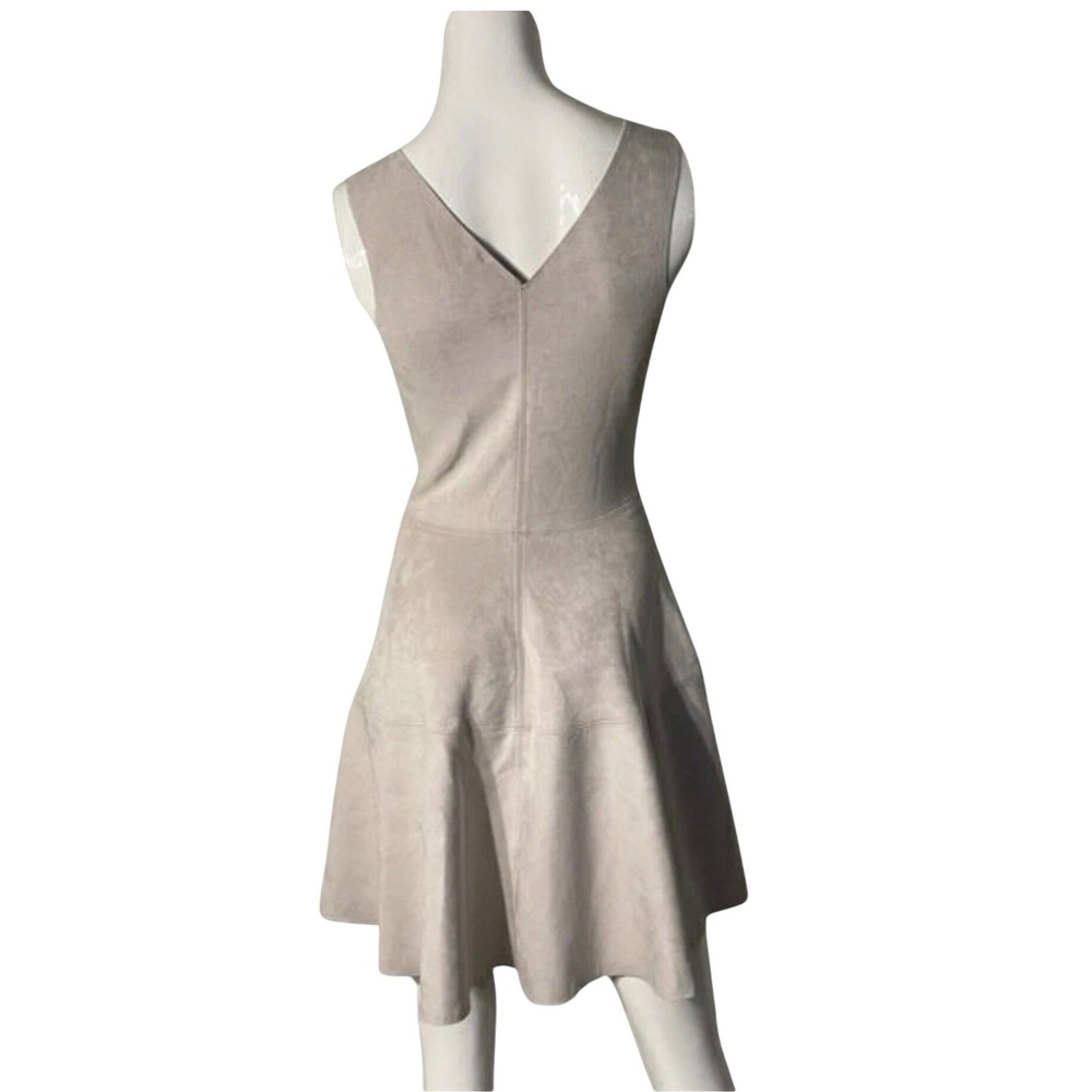 Blue Rain Faux Suede Fit Flare Dress Beige Size Medium